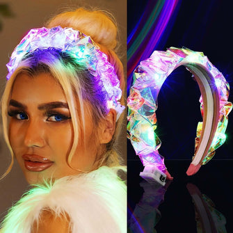 Vakkery Light Up Headbands LED Flashing Hair Band Luminous Laser Headdress Party Festival Hair Accessories for Women and Girls