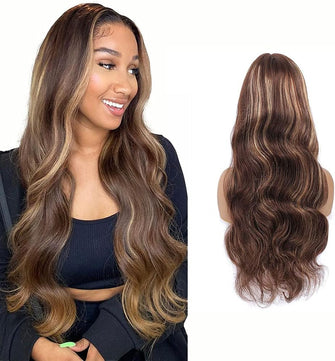 YesJYas Human Hair Wig Honey Blonde Ombre Wig 4x4 Lace Closure Wig Brazilian Hair Wig Body Wave Lace Front Wig Pre Plucked P427 Colored Pre Plucked Hairline With Baby Hair 16 Inch