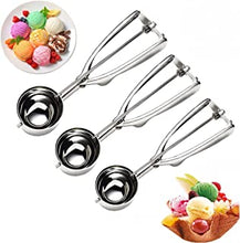 FUKTSYSM Ice Cream Scoop - Ice Cream Scoop Set, 3 Pcs Stainless Steel Ice Cream Scoop Trigger Include Small Size（1.57 Inch, Medium Size (1.96 Inch), Large Size (2.36 Inch), Melon Scoop (Cookie Scoop)