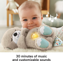 Fisher-Price Sound Machine Soothe 'n Snuggle Otter Portable Plush Baby Toy with Sensory Details Music Lights & Rhythmic Breathing Motion, FXC66