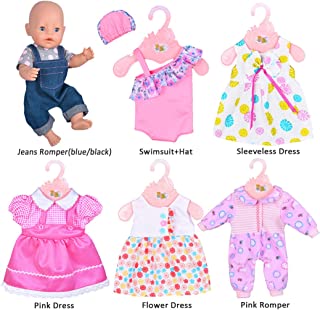 ebuddy 6 Sets Doll Clothes Outfits for 14 to 16 Inch New Born Baby Dolls and for 18 Inch American Girl