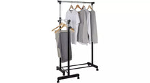 Clothes Rail with Lower Swing Out Rail - Black