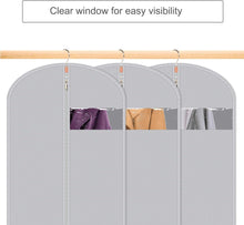 Mr Hsiung & Mrs Yin 60 Inches Long Suit Covers for Men and Women, 3PCS Foldable Garment Bag, Anti-moth Dress Bags Covers Long, PEVA Clothes Covers with Zip, Dust-proof Garment Covers on Open Rails