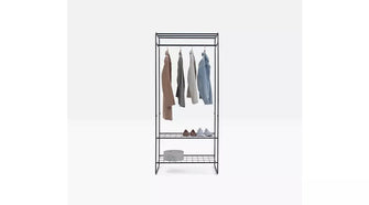 Clothes Rail with Shelves - Black