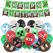 LUCOBE minecraft birthday decorations Gaming Theme Party Supplies- Including Happy Birthday Banner, Gaming Birthday Balloons for birthday boy