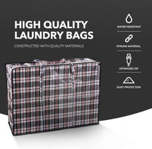 5 PACK Large Reusable Laundry Storage Bags  Large Clothes Bag Ideal for Travel, Packing, Shopping, Moving & Storage  Strong Waterproof Fabric Bag with Zip to Keep Secure - 60 x 50 x 25 CM(Black)