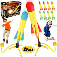 Sinoeem Toy Rocket Launcher for Kids, Incl 2 Launchers & 8 Foam Rockets, Shoots Up to 100 Feet, Sturdy Stomp Launch Toys Fun Outdoor Toy for Kids, Gift for Boys and Girls Age 3 4 5 6+ Years Old