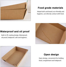 HAKACC 7"18x13cm Kraft Paper Food Trays 50 Brown Cardboard Serving Plates Recycled Takeaway Boxes Disposable Containers Holder Baskets for Chips Burger BBQ Water Oil Proof Birthday Party Camping