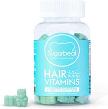 Sugarbear Hair Vitamins Gummy, with Biotin, Vitamin C, Vitamin B-12, Zinc, 60 Gummies, Vegan, for Hair Skin & Nails (1 Month Supply)