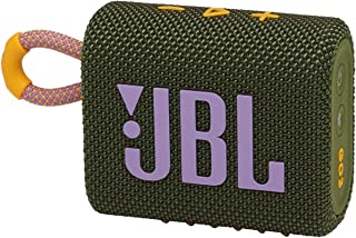 JBL GO 3 - Wireless Bluetooth portable speaker with integrated loop for travel with USB C charging cable, in green