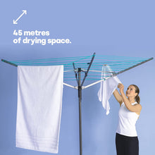 LIVIVO Outdoor Garden 4 Arm 45m folding Rotary Washing Line Clothes Airer Dryer with Free Ground Spike and Cover (Silver)