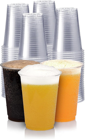 Beth's Kitchen Plastic Cups  Pack of 50. Strong, Heavy Duty, Clear Disposable Glasses, Perfect for Pubs, Parties & Picnics, & for Drinking Beer, Juices, & Water (Full-Pint (600ml))