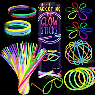 Premium Glow Sticks Party Pack for Children- Adults-205 Pcs with Neon Eye Glasses kit-Bracelet Connectors- Necklaces and Balls -12 hour Non Stop Glow for Party Supplies- Non Toxic