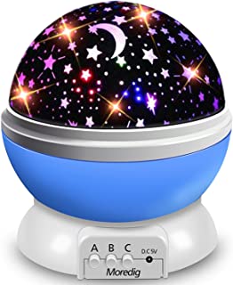 Moredig Baby Star Projector, 360° Rotation Baby Night Light Projector for Kids with 8 Lighting Modes - Blue Night Light