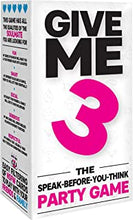 GIVE ME 3 – The Speak-Before-You-Think Party Game | Board Games for Adults | Fast Paced and Hilarious Game to Play with Friends | Card Games for 2 Players or More