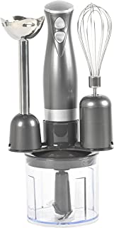 Salter EK2827GUNMETAL Cosmos 3 in 1 Hand Blender & Mixer Set, Electric Whisk & Mini Chopper Attachments, 350 W, Stainless Steel Blades, 500 ml Chopping Bowl - Blend Smoothies, Baby Food, Soups