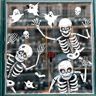 OTMVicor Vicor 6 sheets Halloween Party decoration,68pcs Halloween Window stickers,Skeleton and Ghost Window decals for Halloween