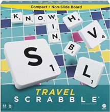 Scrabble Travel Game, Portable and Compact, 2-4 Players, Includes Playing Board, 4 Racks, 100 Letter Tiles, a Tile Bag, and Rules, 10Y+, CJT11(Packaging May Vary)