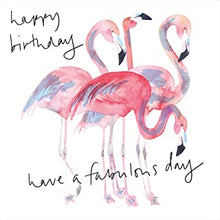 The Heritage Press Birthday Card with Envelope 'Pink Flamingo' - Eco-friendly - Made in UK - 150X150mm