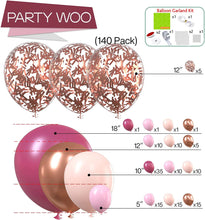 PartyWoo Dusty Rose Balloon Arch Kit, 140 pcs Pink Balloon Garland Kit, Rose Gold Balloons, Metallic Balloons for Dusty Pink Birthday Decorations Women, Bridal Shower, Wedding, Bachelorette Party