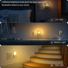 LED Night Light Plug in Walls with Dusk to Dawn Photocell Sensor & Brightness Adjustable 2700K Warm White Lamp, Babyliya Auto Sensor Night Lighting for Kids/Children, Stairs, Hallway, Kitchen, Bedroom