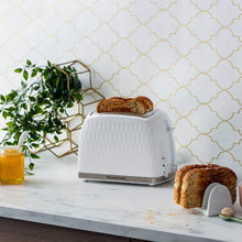 Russell Hobbs 26060 2 Slice Toaster - Contemporary Honeycomb Design with Extra Wide Slots and High Lift Feature, White