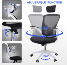 JAJALUYA Office Chair Mesh Computer Chair with Adjustable Headrest and Lumbar Support Desk Chair Modern Ergonomic Office Chair With 90 Flip-up Armrest for Home Conference Office (White)