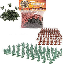 100 Piece World War II Plastic Toy Soldiers Traditional Green and Brown Army Men Soldier Figures with Battlefield Weapon Accessories Kids Military War Games Action Figures Combat Force Model Playset