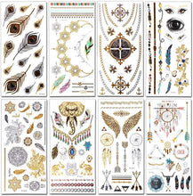 Temporary Tattoos for Women (20 Sheets Waterproof Festival Tattoos), Gold Tattoo Stickers, (400+ Designs, Temporary Tattoo Festival) Fake Tattoos for Girls, Women by AniSqui