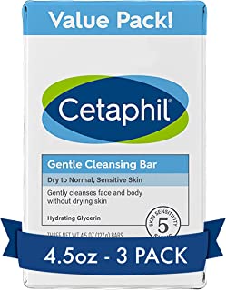 Cetaphil Gentle Cleansing Bar, 4.5 Ounce, (Pack of 3)