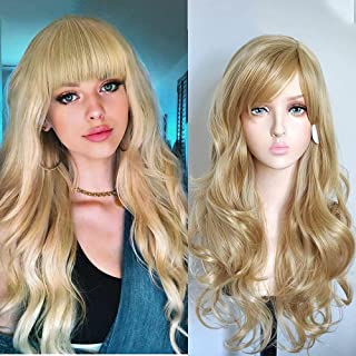 YEESHEDO 22" Charming Long Blonde Wavy Curly Pastel Hair Wigs for Women Girls Costume Cosplay Party Wig (Blonde)