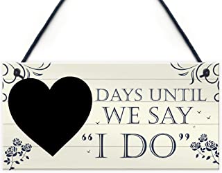 RED OCEAN Wedding Countdown I DO Chalkboard Hanging Plaque Sign Engagement Gift Fiance Mr & Mrs