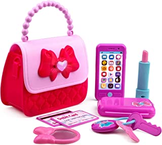 Playkidiz Princess Pretend Play Kids Toys Set Includes Phone and Bag with Lights and Sound My First 8 Pieces Purse and Accessories