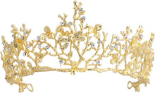 Minkissy Flower Hair Accessories Golden Crystal Rhinestone Baroque Tiara Vintage Tiara for Wedding Birthday Party (Golden) Gold Hair Accessories