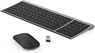 Rechargeable Wireless Keyboard Mouse, seenda Ultra Thin Quiet USB Keyboard and Mouse Set with Numeric Keypad QWERTY UK Layout for Windows PC Laptop Computer-Space Gray