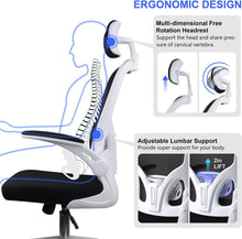 JAJALUYA Office Chair Mesh Computer Chair with Adjustable Headrest and Lumbar Support Desk Chair Modern Ergonomic Office Chair With 90 Flip-up Armrest for Home Conference Office (White)