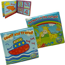 Pack of 2 - One Of Each Jungle/Travel Baby Bath Time Book - Colorful and Waterproof Soft Body Book