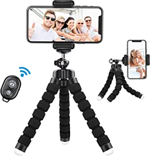 Lidasen Phone Tripod Holder, Flexible Mini Tripod for Phones with Bluetooth Control, Portable Travel Camera Mobile Phone Tripod Mount Compatible with iPhone, Android Phones, GoPro, 4-8" Smart Device