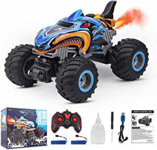 Rhybor Remote Control Car, 1:16 Scale RC Monster Truck Toy Vehicle with Spray Mist Music LED Lights, 2.4 GHz 20 Km/h High Speed Truck ,Electric Toy Cars Best Gift for Age 4 5 6 7 8 9 Kids