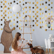 52 Feet Reflective Star Paper Garland,Sparkling Star Bunting Banner Hanging Decoration Twinkle Little Star Party Garlands Glitter Star Garland Streamer Kit For Birthday Wedding Banner Backdrop (Gold)