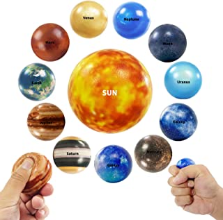 MIMIEYES Stress Ball 12 Pieces Solar System Stress Balls Galaxy Planet Anti Stress Ball for Kids