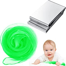 2 Pcs Baby Sensory Scarf and Foil Blanket Set, Baby Sensory Toys, Sensory Scarves, Baby Sensory Foil, Sensory Play for Toddlers Newborn Infant Gift Presents Party Supplies (Green Scarf)