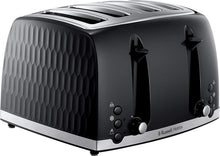 Russell Hobbs 26071 4 Slice Toaster - Contemporary Honeycomb Design with Extra Wide Slots and High Lift Feature, Black