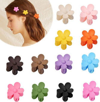 YEJAHY 12 PCS Flower Hair Claw Clip,Matte Non Slip Strong Hold for Women Thin and Thick Hair,Hair Accessories For Women Girls Gifts,12 Colors