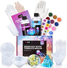 LET'S RESIN Epoxy Resin Kit, Resin Kits for Beginners with Molds, 473ml/16oz Epoxy Resin Crystal Clear Kit with Sphere, Cube, Pyramid, Square, Round Resin Moulds