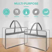 LIVIVO Set of 2 Clear PVC Storage Bags Boxes Organiser With Zips X-Large - Great for Storing Duvets Blankets, Bedding, Clothes Towels, Sweaters Toys - Under Bed Closet Wardrobe Box