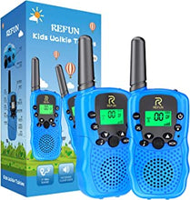 REFUN Walkie Talkies Kids Boys Toys Age 3 4 5 6 7 8 9, Upgrade 8 Channels Walkie Talkies Easter Gifts Toys for 3-12 Year Old Boys Kids Outdoor Games Flashlight Adventure Camping Blue