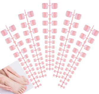 Belerry 120 Pcs French False Toe Nails Tips, 5 Sets Artificial Manicure Fake Toe Nails, DIY Manicure Art Tips for Women and Girls