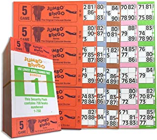 Jumbo Bingo 750 BOOKS 5 PAGE GAME STRIPS OF 6 TV TICKET SHEET BIG BOLD NUMBERS