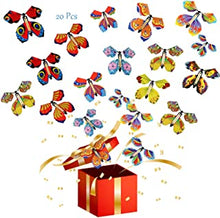 VEGCOO Magic Butterfly 20 Pcs Magic Flying Butterfly Card, Rubber Band Butterfly as Birthday Gifts, Performance Props, Children Surprise Gifts (A-20)